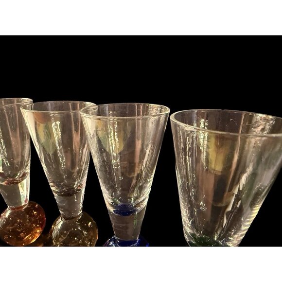Bubble Ball Bottom Base Shot Cordial Glasses Multi-Color, Set Of 6 - Picture 15 of 16